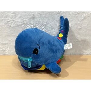 Buckle Toy Blu Whale Sensory Plush Learning Activity Toy Blue Rainbow Buckles